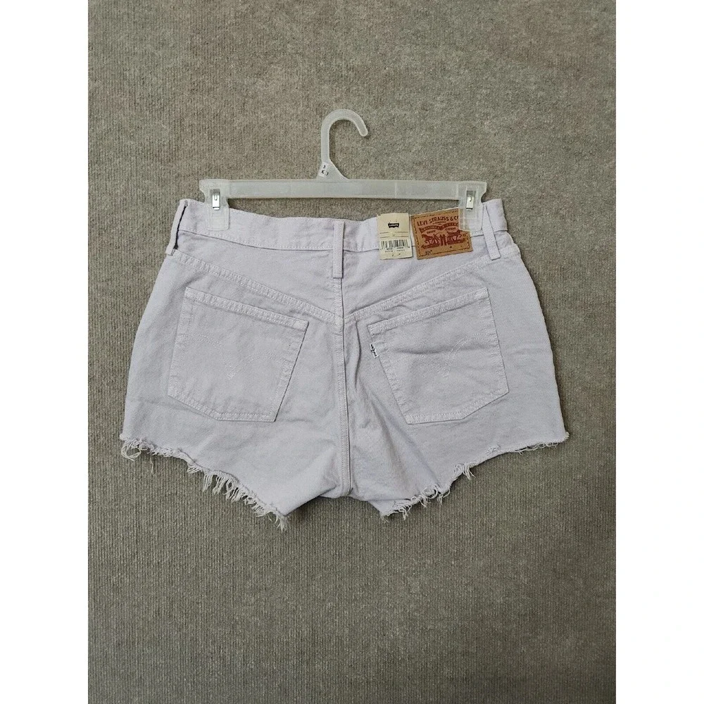 Levi's 501 Cotton High-Rise Denim Shorts Womens 31 Lilac Purple Raw Hem NEW - Picture 7 of 11
